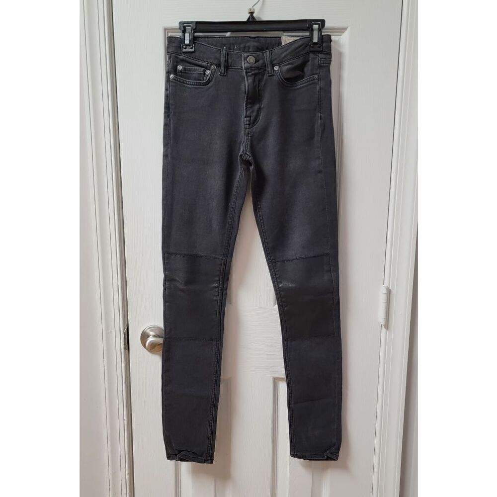 Allsaints Biker Jeans Leather Knee Patches 26